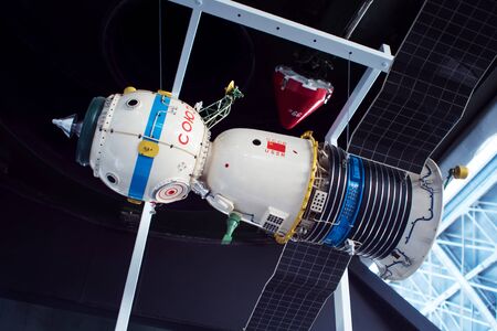 MOSCOW, RUSSIA - AUGUST 11, 2018: model of Union. VDNH exhibition in pavilion space, space and aerospace engineeringのeditorial素材