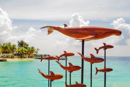 Bungalow on stilts in the water, amazing tropical nature. Maldives resort, dream journeyの写真素材