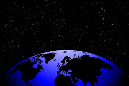 planet earth hemisphere of the globe against the blackness of space, the World and the constellationsのイラスト素材
