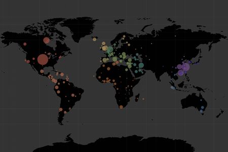 Map of the world and the foci of infection, pandemic coronavirus
