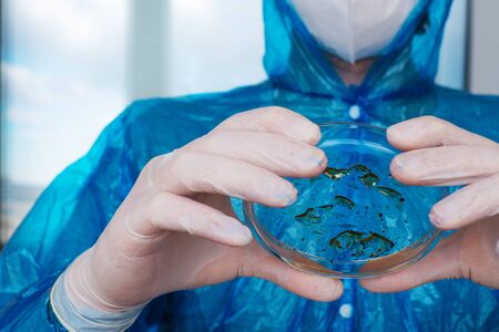 epidemiologist develops a vaccine and investigates the virus. Viral and bacteriological pathogensの写真素材