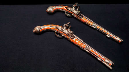 ISTANBUL, TURKEY - SEPTEMBER 21, 2019: Ancient Turkish weapons in the Museum. Vintage pistolsのeditorial素材