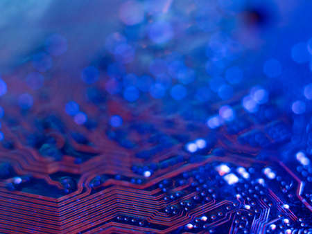 Microchips, computer boards, close-up, low depth of field,