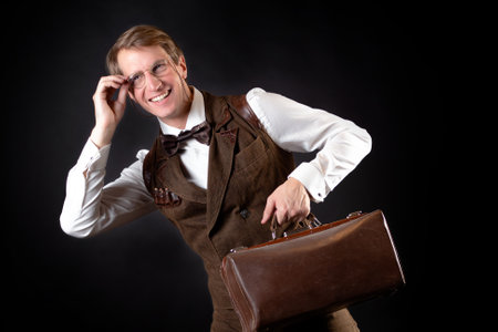 smiling intelligent gentleman in the Victorian style. Vintage retroの写真素材