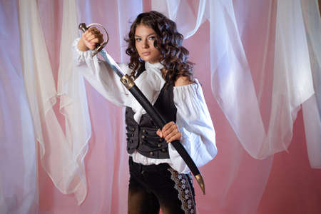 A pirate and an adventurer, the heroine of a fantasy story about piratesの写真素材