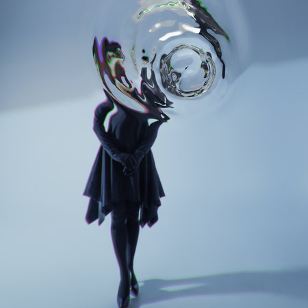 Immersion into the personality, the concept of psychotherapy. portrait with circles on the water, a bizarre refraction of a personの写真素材