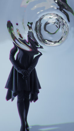 Immersion into the personality, the concept of psychotherapy. portrait with circles on the water, a bizarre refraction of a personの写真素材