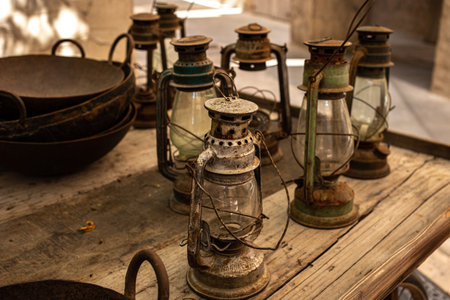 Textured walls and household items,Arabic-style surroundings, Dubai reconstruction of the old city