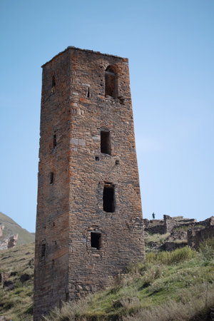 Old Goor, ruins of old towers in the mountains, nature of Dagestanの写真素材