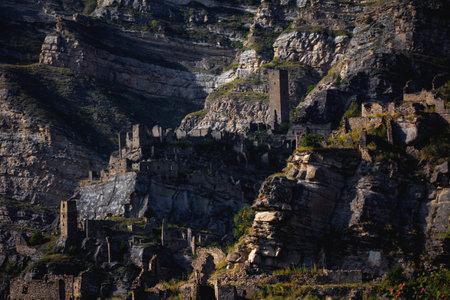 ancient city in the mountains, Republic of Dagestan, Russia. Old Kahib.の写真素材