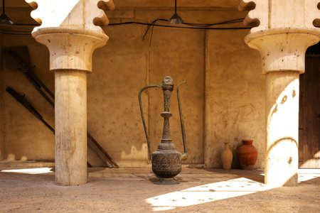 Textured walls and household items,Arabic-style surroundings, Dubai reconstruction of the old cityの写真素材