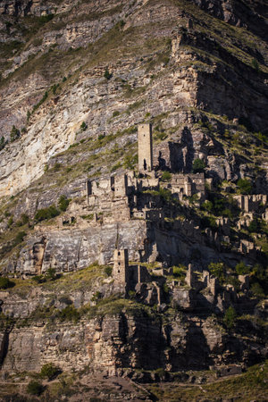 ancient city in the mountains, Republic of Dagestan, Russia. Old Kahib.の写真素材