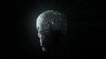 skull made of rhinestones, glamorous 3d abstraction, twisting on a black background.の写真素材