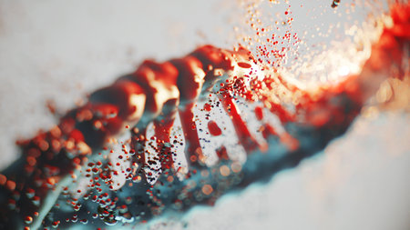 Vibrant 3D DNA structure with microcosmic molecules, showing genetic code creation and evolutionary biology principlesの写真素材