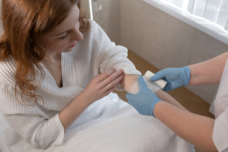 Patient undergoing routine procedure in professional healthcare facilityの写真素材