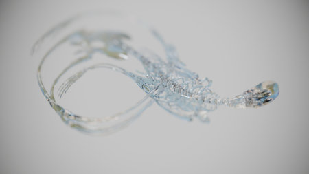 A human skeleton made of glass or crystal bends in the shape of an infinity sign, soft and plastic like jelly. Visual absurdity, surrealism and a combination of incongruous contrasts, 3D visualizationの写真素材