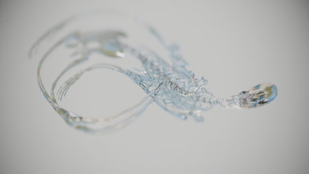 A human skeleton made of glass or crystal bends in the shape of an infinity sign, soft and plastic like jelly. Visual absurdity, surrealism and a combination of incongruous contrasts, 3D visualizationの写真素材