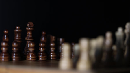 Animated sequence showing chess pieces on revolving board, capturing the essence of strategic...