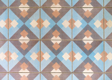 Background of vintage multicolored ceramic tiles. Thailand. Phuket