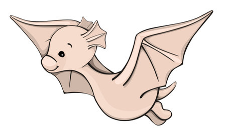 Cute dinosaur, brown in color, cartoon style, on an isolated background. Vector illustration of a fictional animalのイラスト素材