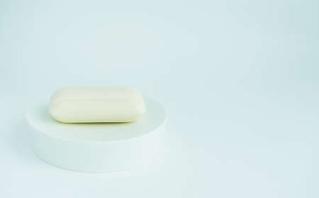 white bar of soap in a dishの写真素材