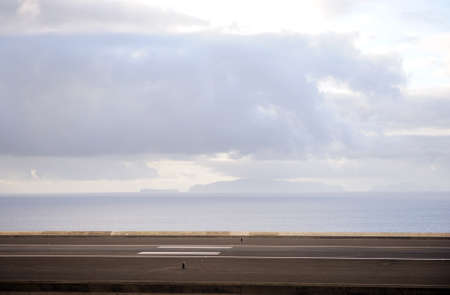 Runway over the ocean in Madeira.の写真素材
