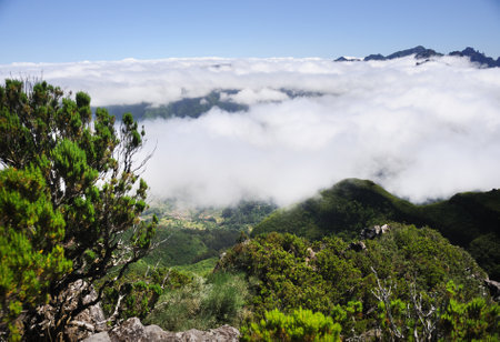 beautiful view over the mountains, Madeira Island, Portugalの写真素材