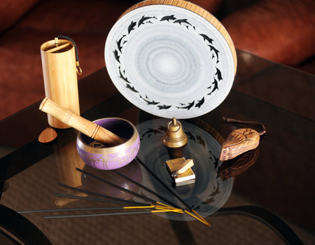 Psychic readings and clairvoyance concept. Wicca, esoteric, divination and occult background with...
