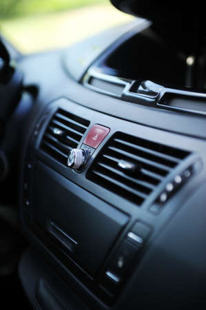 Close-up of the dashboard, adjustment of the blower, air conditioner.の写真素材