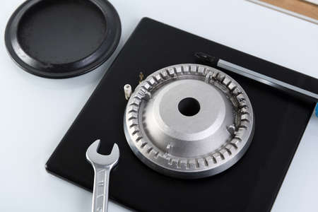 A set of tools for a car service on a white background.の写真素材
