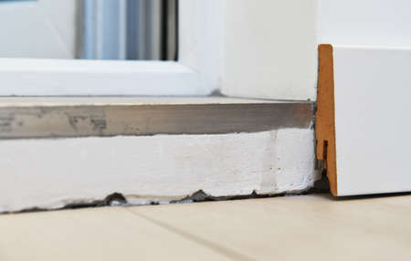 Home improvement. Installation of windows in a new house. Selective focus.の写真素材