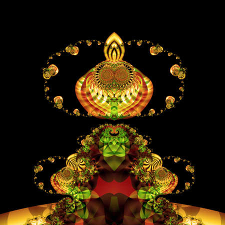 Fairy tale about a green giant and about the rabbit who flies on a wreath with gold rosesの写真素材