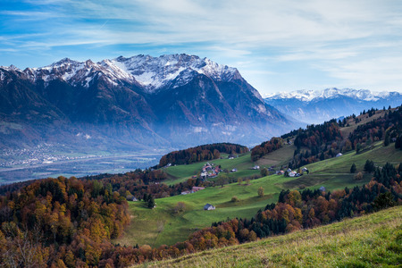 Landscape of a Swiss valleyの写真素材