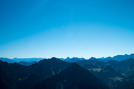 The view from the Drei Schwesterns mountains looking over Switzerland, Liechtenstein and Austriaの写真素材