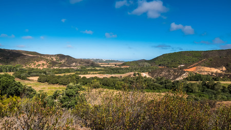 A meadow and mountains in the portuguese countrysieの写真素材
