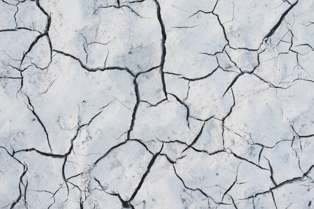 White cracked earth ground background textureの写真素材
