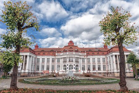 KARLOVY VARY/CZECH REPUBLIC - OCTOBER 30, 2019: SPA center in the Smetanovy sady in Karlovy Vary the most famous SPA town in the Czech Republicのeditorial素材