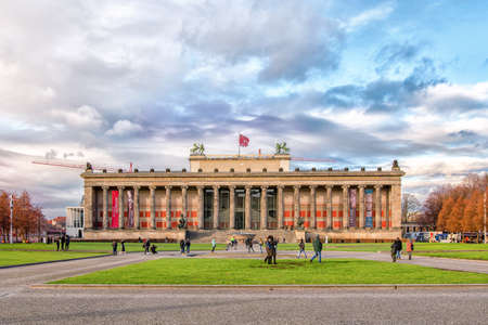 Berlin, Germany - December 9, 2019: View of Altes Museum, Landmark neoclassical building with 18 columns & rotunda, with displays of Roman & Greek artifacts.のeditorial素材