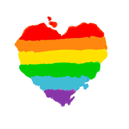 Rainbow color hand aquarel drawing heart shapeのイラスト素材