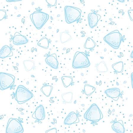 Seamless pattern from set of blue doodle hand drawn strawberries.のイラスト素材