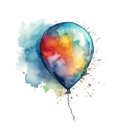 Colorful watercolor balloon isolated on white background. hand drawn illustrationのイラスト素材