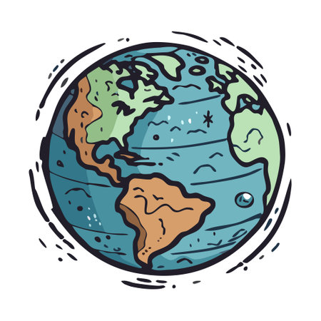 earth globe hand painted. round world simple vector illustrationのイラスト素材