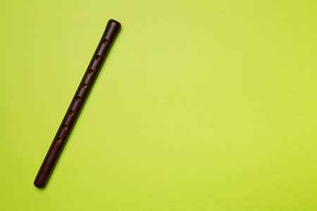 Armenian national musical instrument duduk on color background. top view.の写真素材