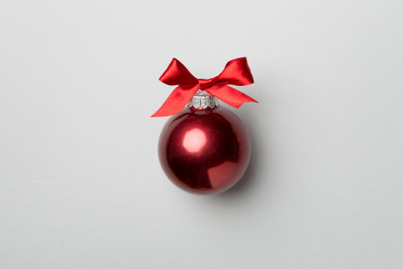 Christmas toy on color background, top view.の写真素材