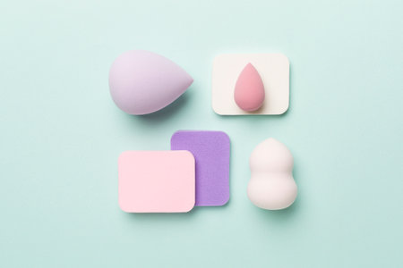 Beauty blenders on color background, top viewの写真素材