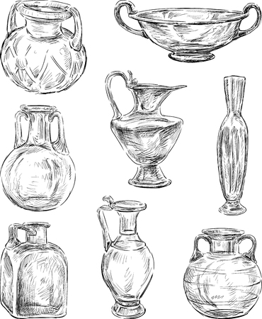 image of an ancient glass crockery.のイラスト素材