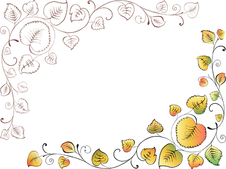 The vector image of a decorative floral corner of the autumn leaves.のイラスト素材