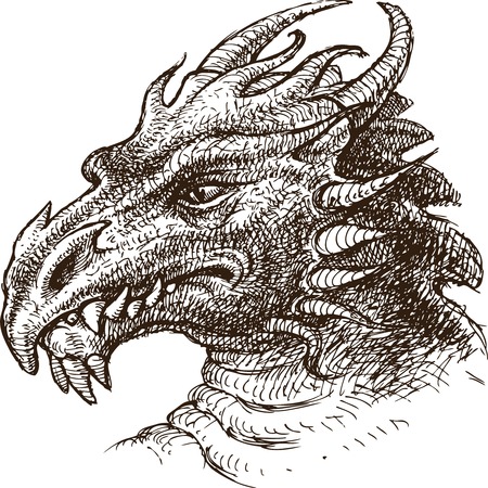 The vector drawing of a fairy dragon in style of a sketch.のイラスト素材