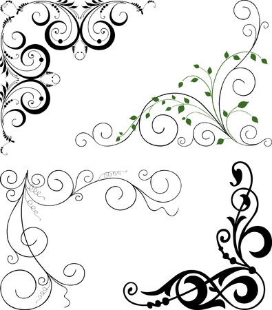 Vector image of the decorative floral corners.のイラスト素材