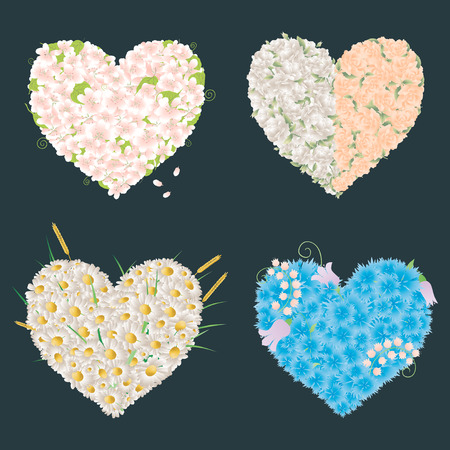 The vector image of the decorative floral hearts.のイラスト素材